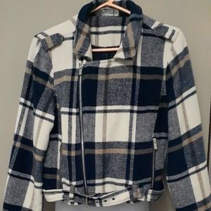 Plaid moto jacket